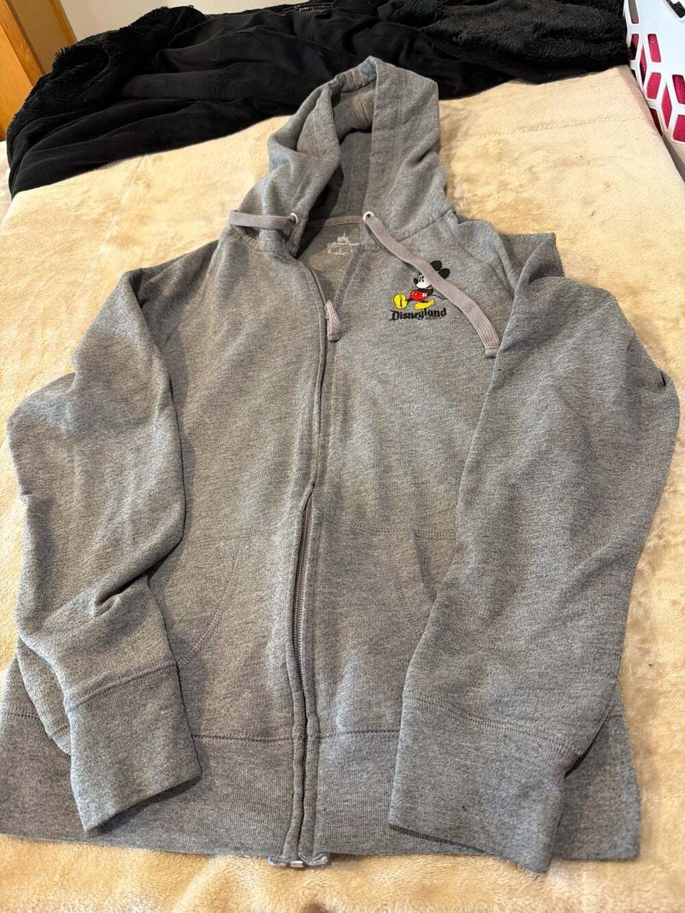 Disneyland Resort Mickey Mouse Gray Full-Zip Hoodie Sweatshirt Kids Small